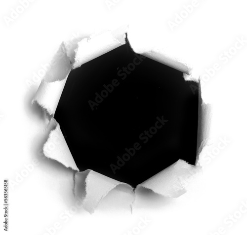 Ragged hole torn in ripped paper. Royalty high-quality free stock image of Piece of torn, unbox ripped squared grey paper hole. Torn slash, gun aperture design element isolated on white background