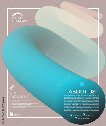 Simple trendy blue liquid wave, splash on grey background. Corporate identity, flyer vector template