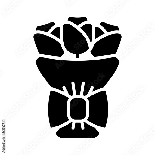 Red roses bouquet vector glyph icon