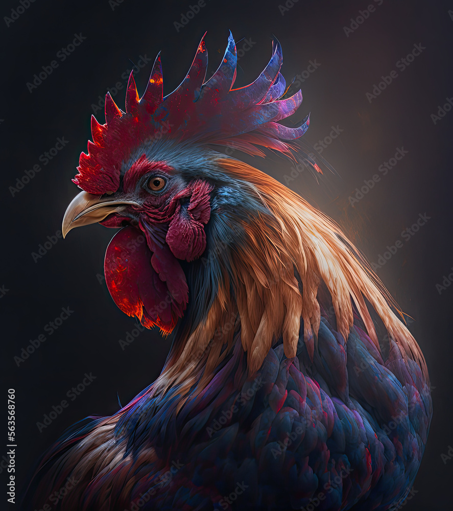 illustration of a rooster. Generative AI image.