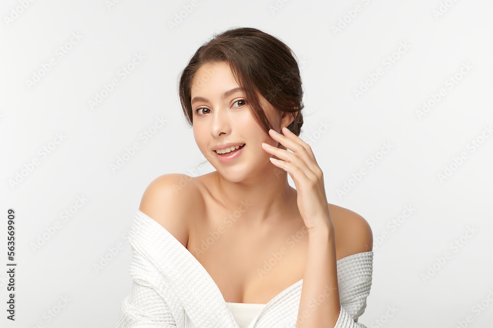 Beautiful young asian woman with clean fresh skin on white background, Face care, Facial treatment, Cosmetology, beauty and spa, Asian women portrait. Beautiful young asian woman with clean fresh skin on white background, Face care, Facial treatment, Cosmetology, beauty and spa, Asian women portrait.