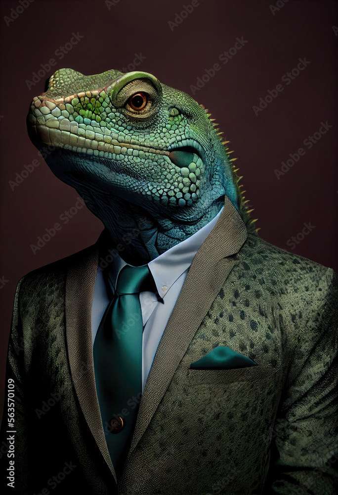 An elegant lizard from Wall Street in suit An elegant lizard from Wall Street in suit