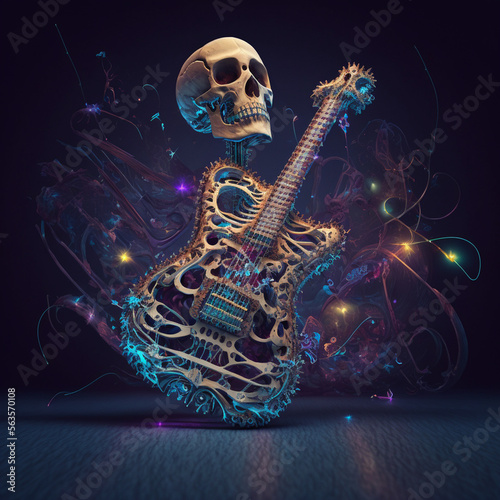 skeletal electric guitar,  Generative AI	