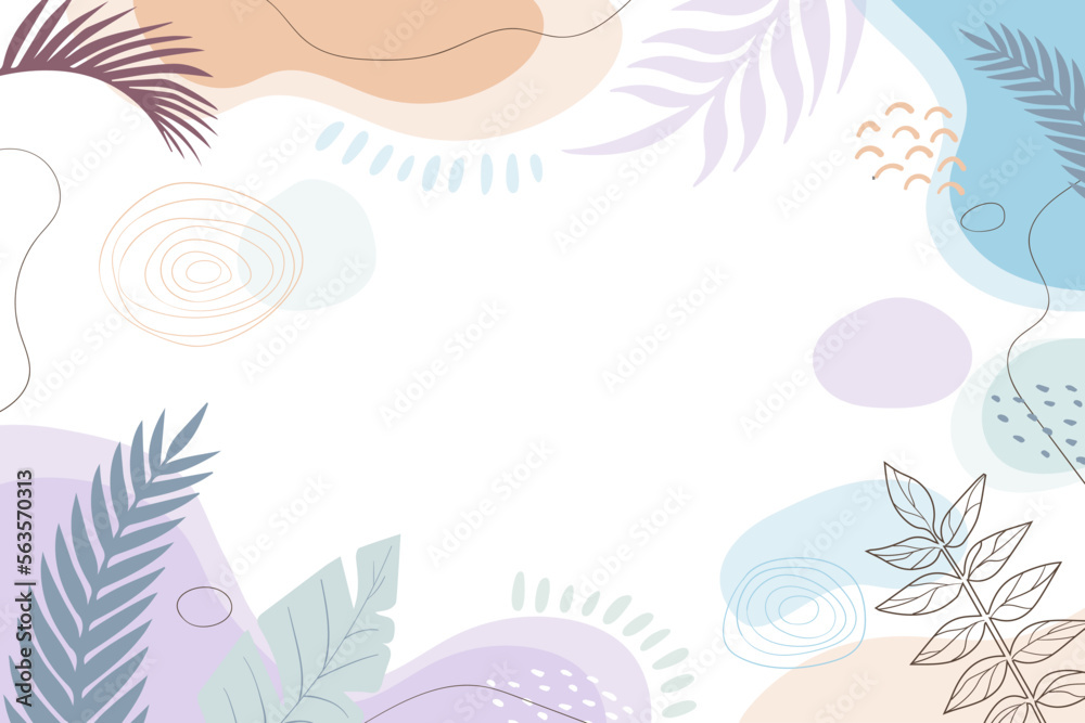 Trendy Abstract background with Shapes and floral element in Neutral Tones. . Vector illustration.