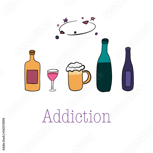 Alcoholism addiction beer wine and whiskey bad habit