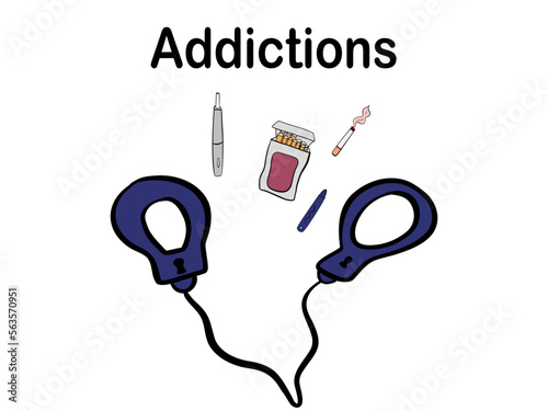 Handcuffs addiction smoke cigarets dependance