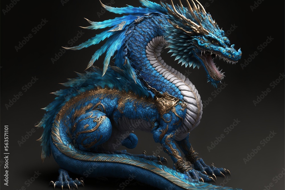 Fototapeta premium The fantasy beast of ancient Chinese mythology, Azure Dragon
