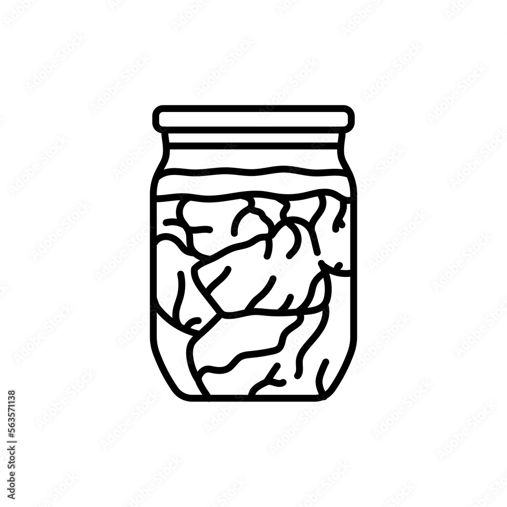 Pickled stew in a jar color line icon. Pickled stew in a jar color line icon.
