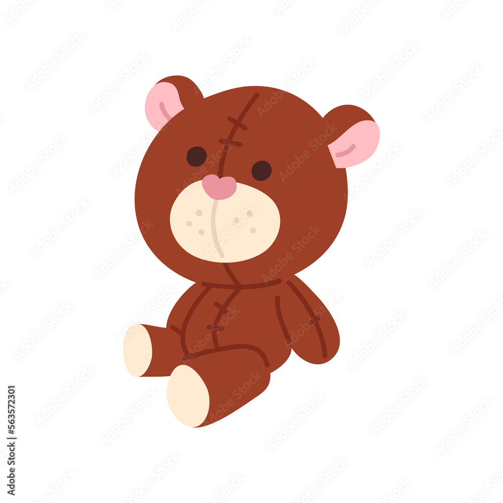 Vector illustration of cute doodle teddy bear for digital stamp,greeting card,sticker,icon,design