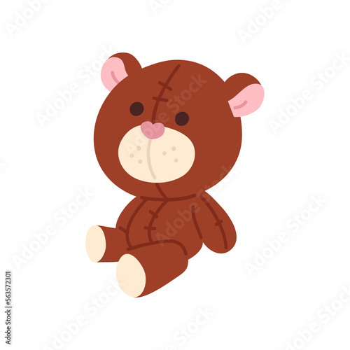 Vector illustration of cute doodle teddy bear for digital stamp greeting card sticker icon design
