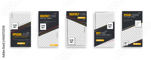 Set Of food post story social media banner template design. Creative design, easy Use for promotions you product. story food for your restaurant promotion.