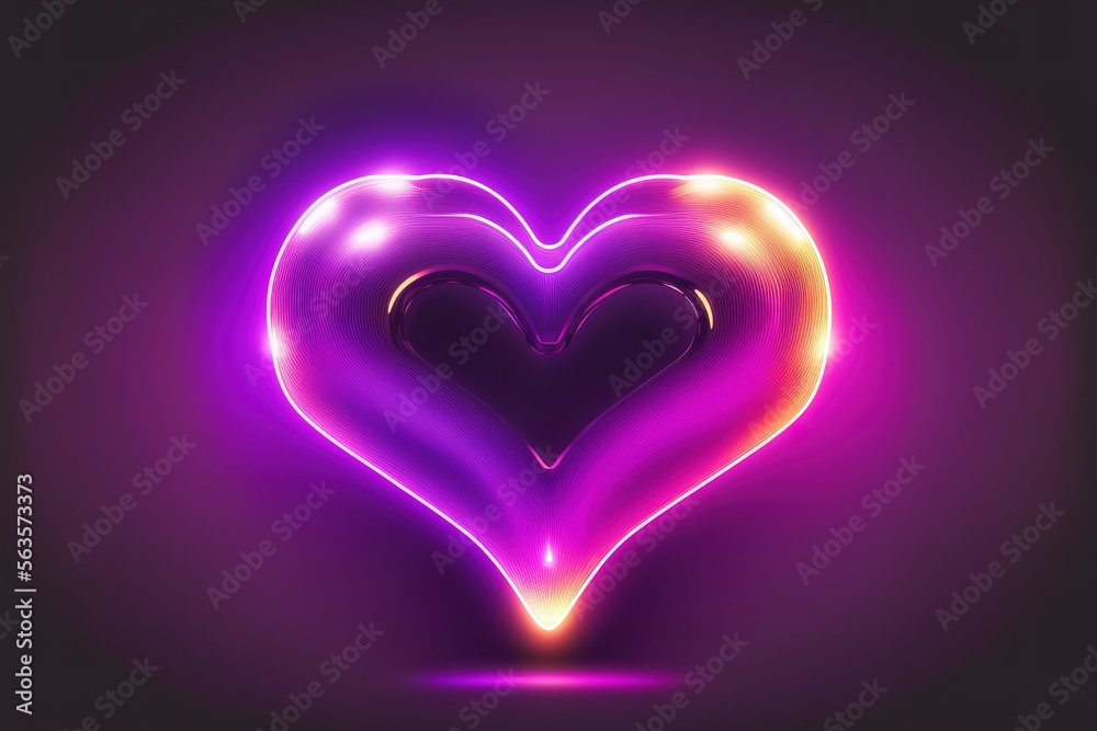 Bright heart Neon sign Retro neon heart sign. Generative AI Bright heart Neon sign Retro neon heart sign. Generative AI