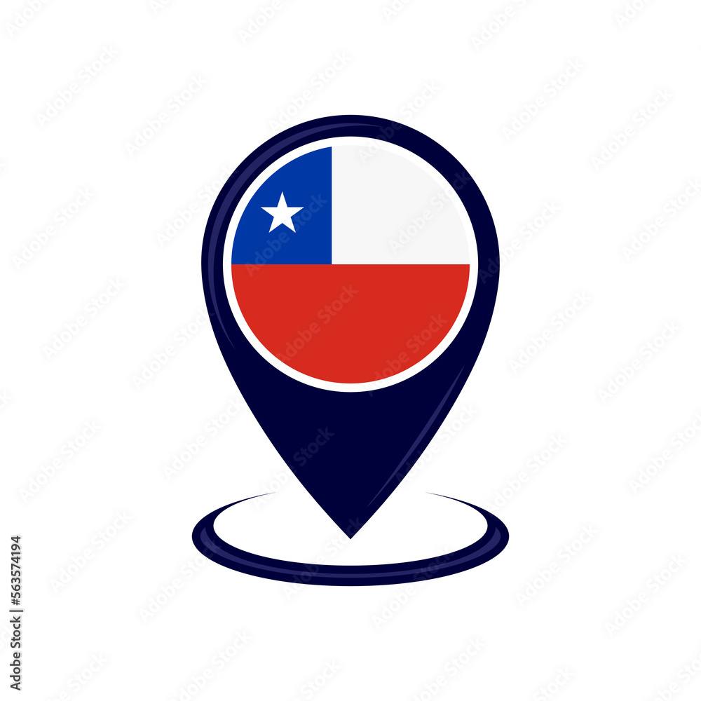 Fototapeta premium Location icon with Chile flag isolated. Chile flag and map pointer icon. vector illustration