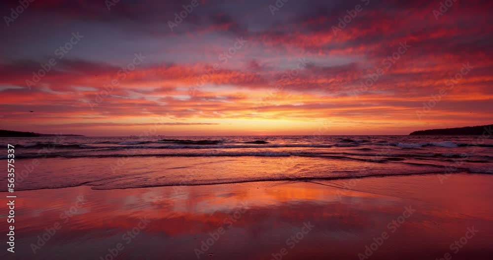 Paradise ocean beach sunrise. Dramatic cloudscape over exotic island, shining golden waves and tropical sand. Paradise ocean beach sunrise. Dramatic cloudscape over exotic island, shining golden waves and tropical sand.