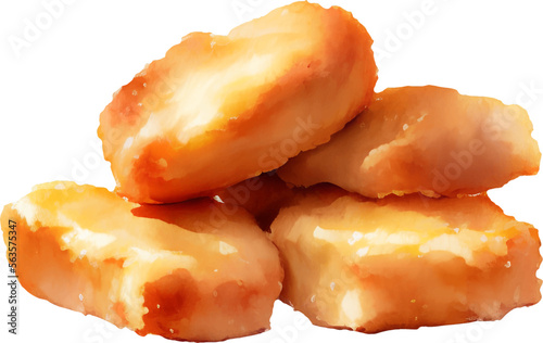 Chicken Nuggets Detailed Hand Drawn Illustration Vector Isolated