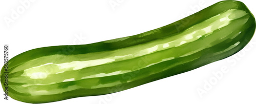 Fresh Cucumber Detailed Hand Drawn Illustration Vector Isolated