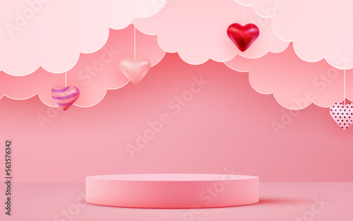 Valentine's day scene background. Product presentation, mock up, show cosmetic product, Podium, stage pedestal or platform.