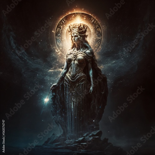 goddess of the night, greek magical mysterious woman, fictional person created with generative ai