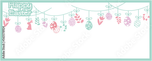 Happy easter decoration background. Easter elements decoration frame for event, invitation, background and banner design. Vector illustration.