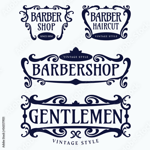 Flourish frames for barbershop label, banner, logo, emblem, menu, sticker and other design