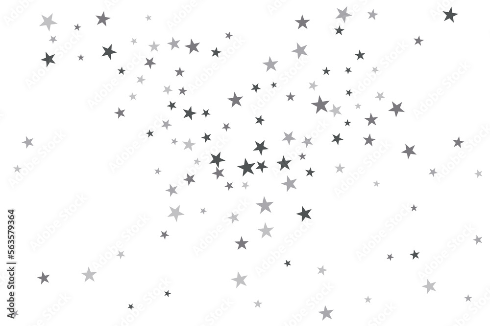 Star confetti. Silver casual confetti background. Bright design pattern.