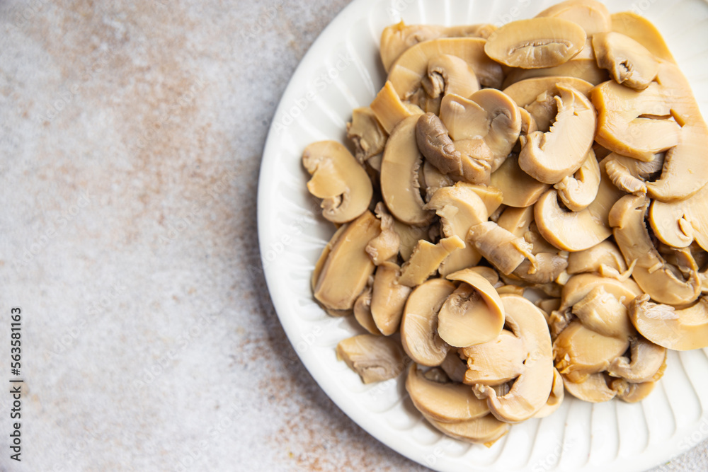 champignon slices mushrooms meal food snack on the table copy space food background rustic top view champignon slices mushrooms meal food snack on the table copy space food background rustic top view