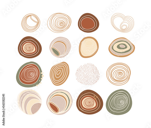 Earth Tone Abstract Shape, Vector Set of Organic Shapes and Lines