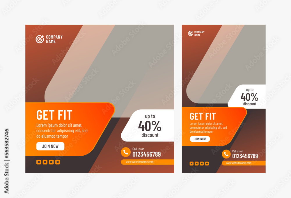 Social media vector banner template for gym and fitness Social media vector banner template for gym and fitness