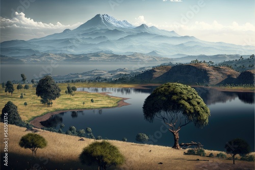 Burundi landscape, created with generative ai photo