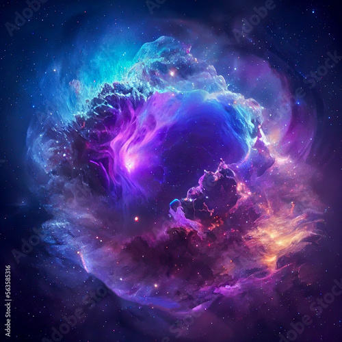 Fantasy space sky with beautiful stars and galaxies, illustration.