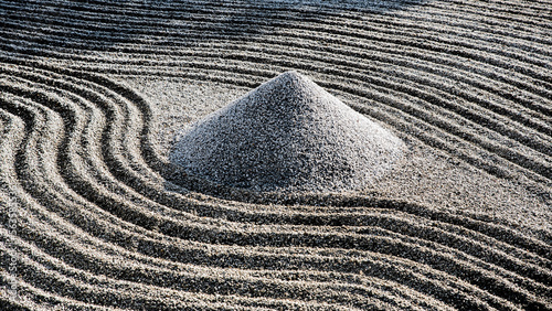 Rock garden at the Unesco World Heritage Ryoan-ji zen temple. Kyoto, Japan.