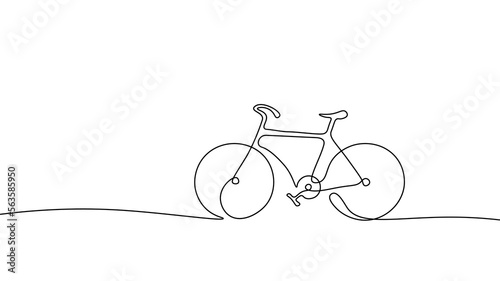 One line continuous bike sports symbol concept. Fitness healthy lifestyle bicycle biking activity. Digital white single line sketch drawing vector illustration