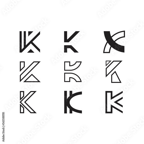 K word monogram logo set with white background