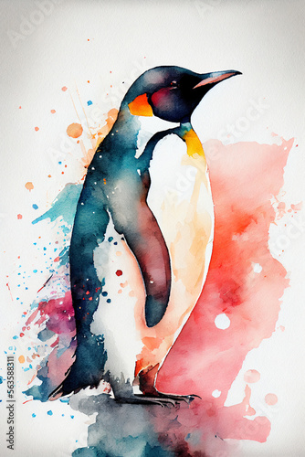 Pinguin in Aquarellfarben isoliert auf weißen Hintergrund. Generative Ai