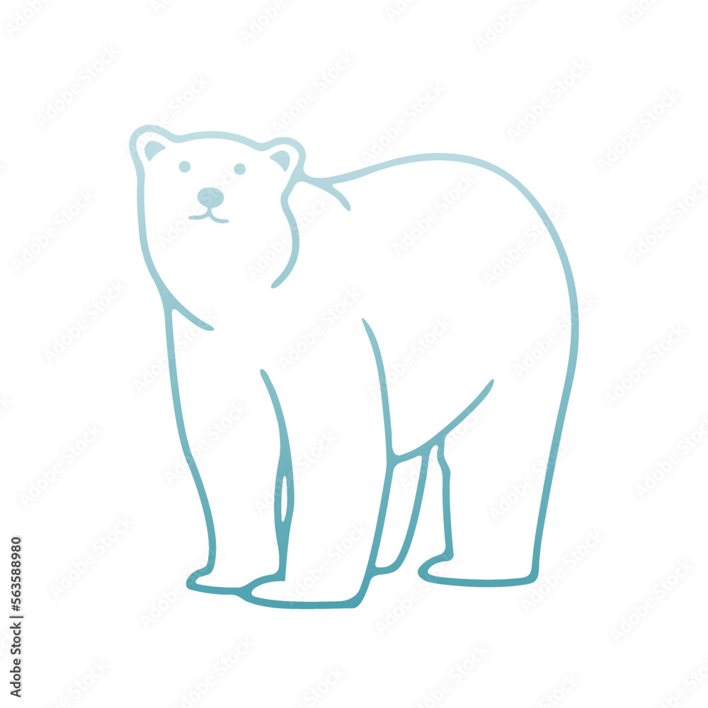 Polar Bear vector illustration blue gradient with white background Polar Bear vector illustration blue gradient with white background