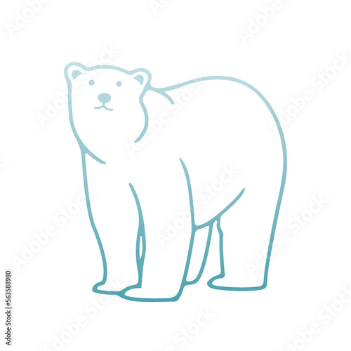 Polar Bear vector illustration blue gradient with white background