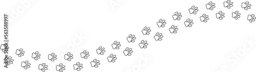 outline paw foot trail print of cat. Dog, puppy outline animal tracks. Tiger outline footprint