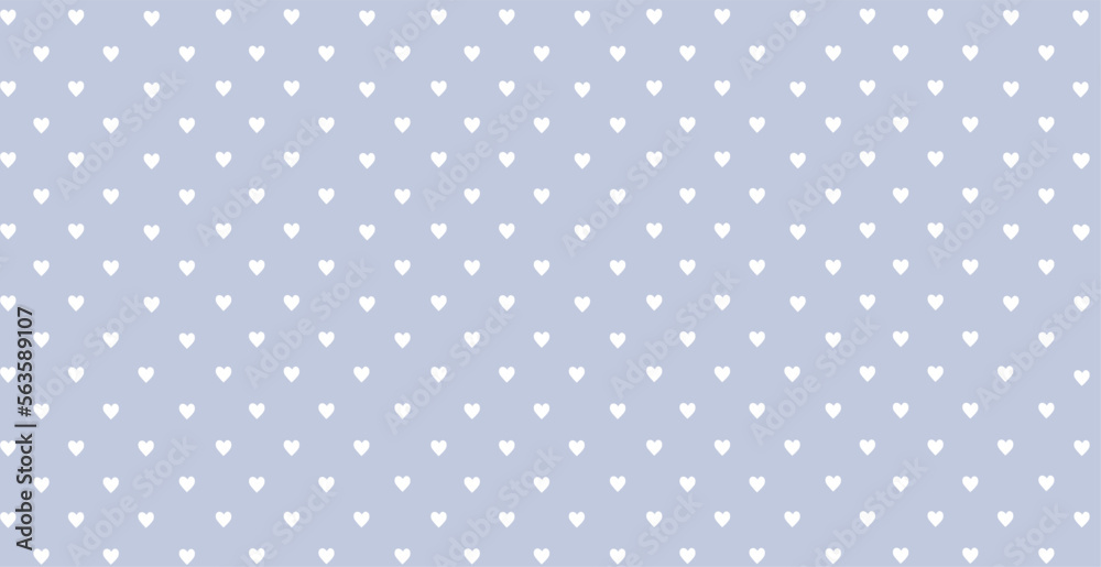 Blue background with white hearts print vector illustration.
