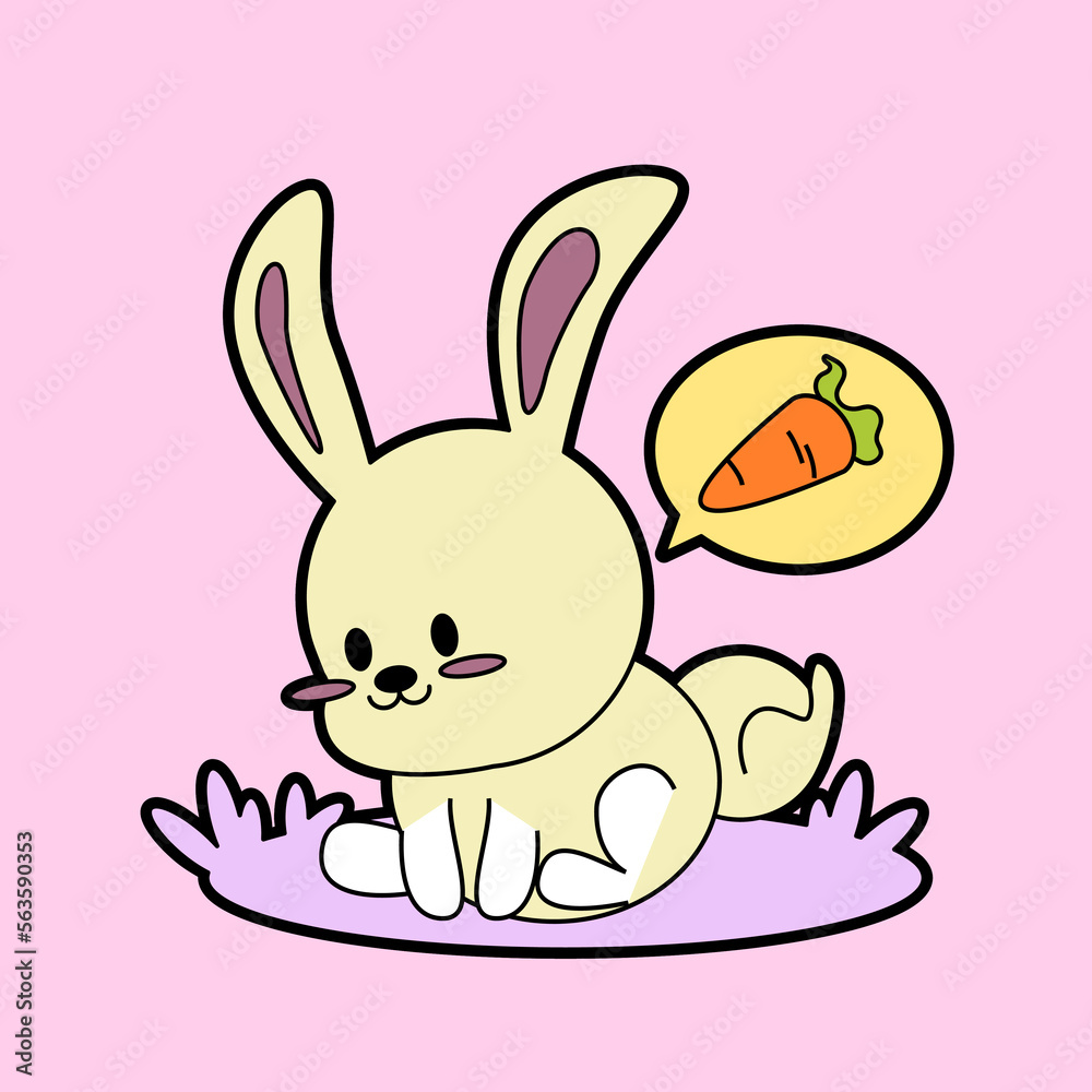 Fototapeta premium kawaii cartoon bunny sticker 