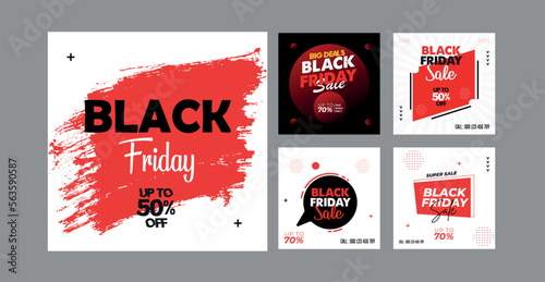 Set of Black Friday Sale Template for Instagram Post and Stories, Bundle of Sale Post for Promotional Sale