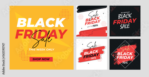 Black friday urban modern fashion instagram stories and social media feed post banner bundle