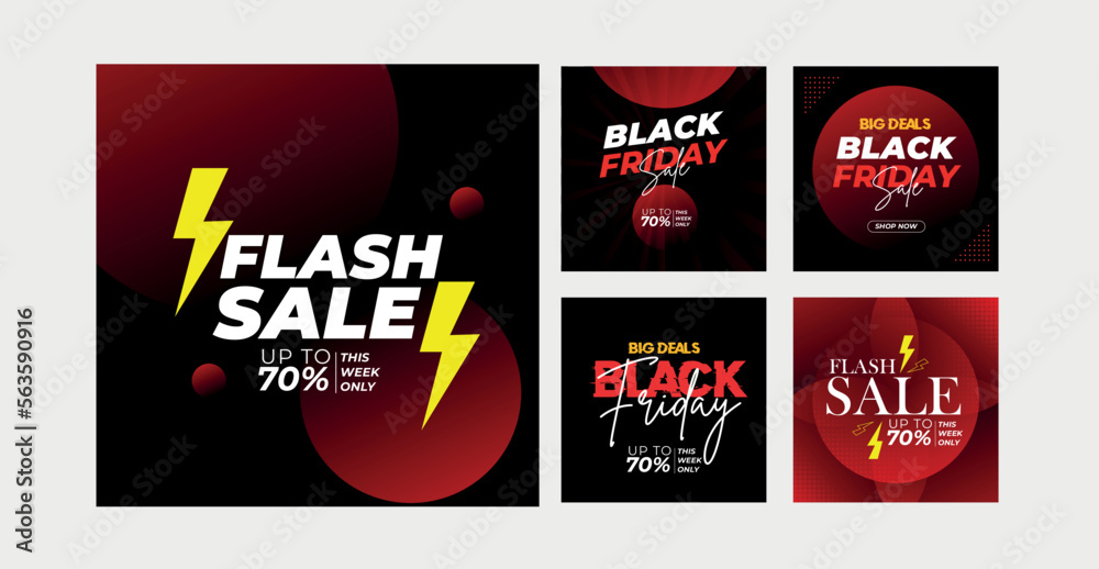 Flash Sale discount web banner design set 