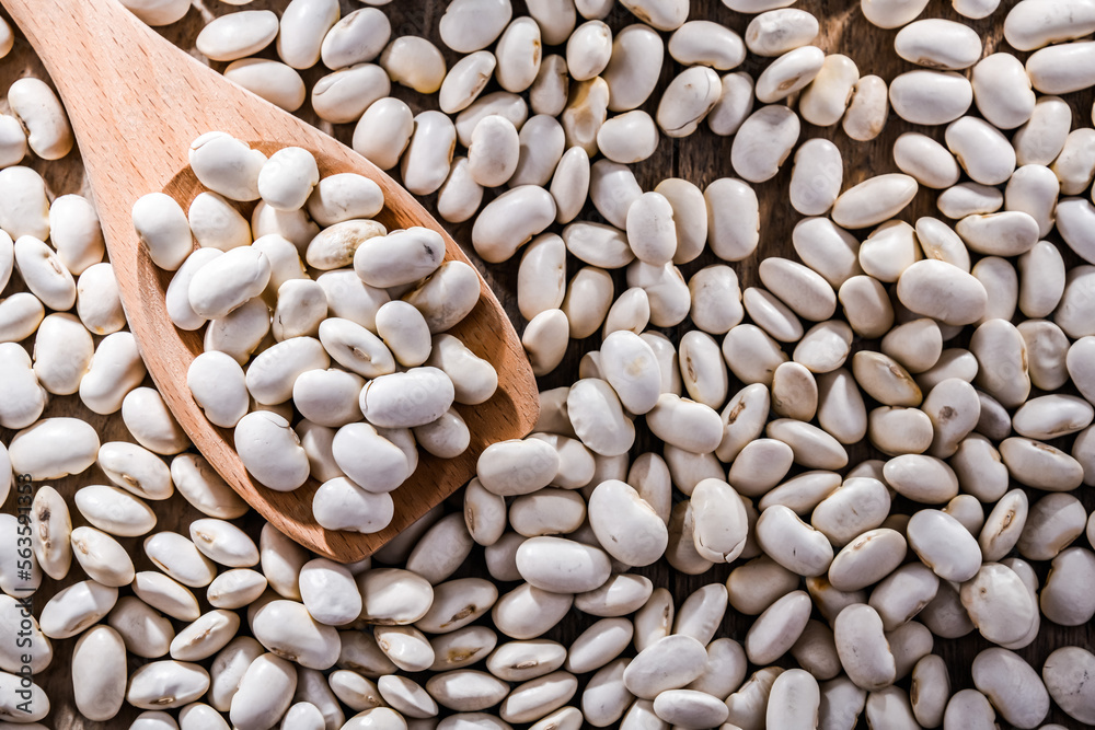 Composition with dried beans on the table Composition with dried beans on the table