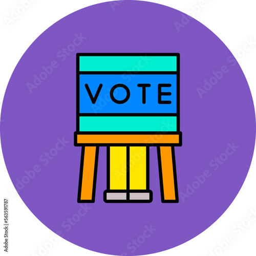 Voting Booth Multicolor Circle Filled Line Icon