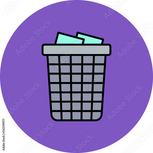 Paper Bin Multicolor Circle Filled Line Icon