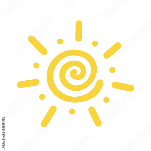 Sun, spiral shape. Vector Illustration for printing, backgrounds, covers and packaging. Image can be used for greeting cards, posters, stickers and textile. Isolated on white background.