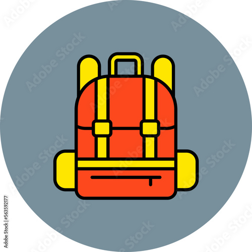 Bagpack Multicolor Circle Filled Line Icon