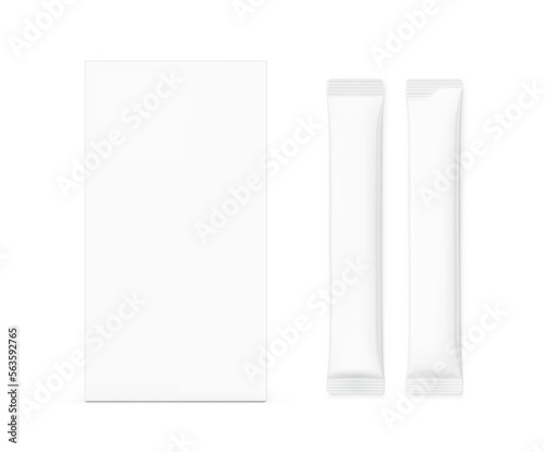 Blank cardboard box with sticks mockup. Front view. Vector illustration isolated on white background. Can be use for food, medicine, cosmetic and etc. EPS10.	