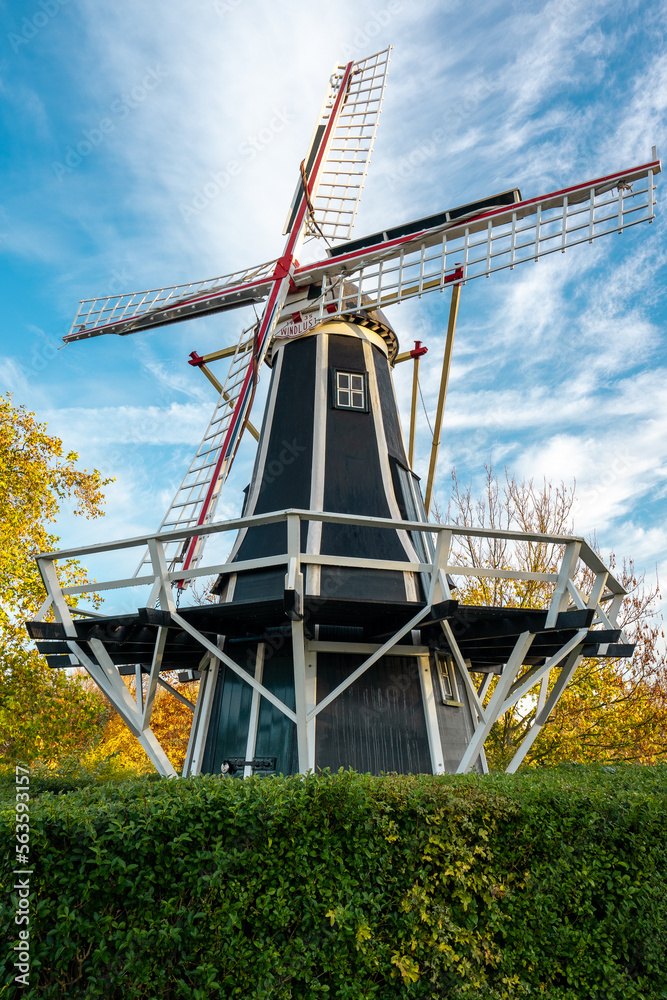 Old windmill in Brouwershaven at Zeeland, The Netherlands.