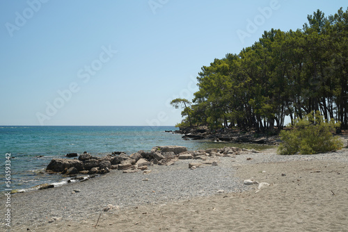 Fototapeta Naklejka Na Ścianę i Meble -  Beach in Mediterranean coast of Antalya, Turkiye